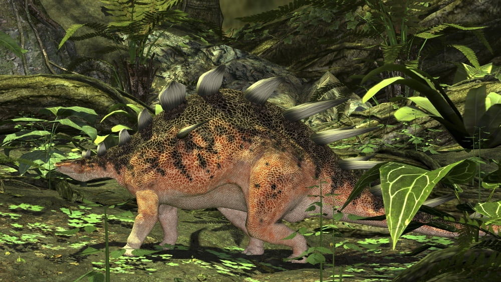 Kentrosaurus in a prehistoric forest Canvas Art - Kostyantyn IvanyshenStocktrek Images (38 x 22)