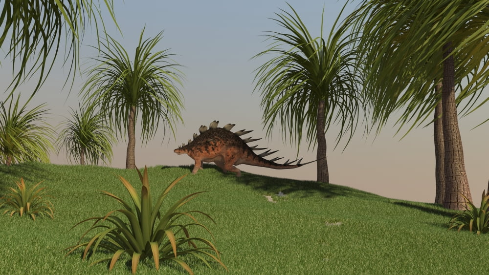 Kentrosaurus walking across an open field Canvas Art - Kostyantyn IvanyshenStocktrek Images (19 x 11)