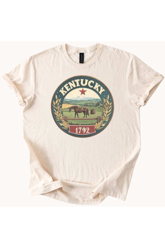 Kentucky 1792 T Shirt Horse And Barrel Bluegrass State Scenic Graphic Tee Size S-5Xl Heygategoo Tee