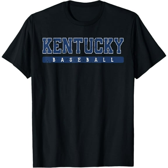 Kentucky Baseball Blue Vintage Text T-Shirt