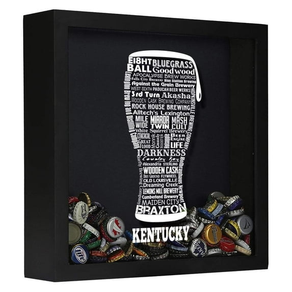 Torched Kentucky Drink Beer Shadow Box Wall Mount Decor 13"x13"x3" Black