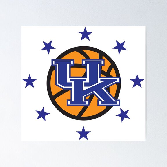 Kentucky Blue Retro Basketball Stars Font Athletic Typography Varsity Print, Stretched Canvas