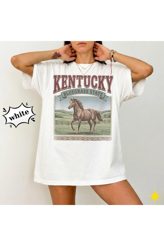 Kentucky Bluegrass State Comfort Colors Shirt, Vintage Horse Graphic Tee