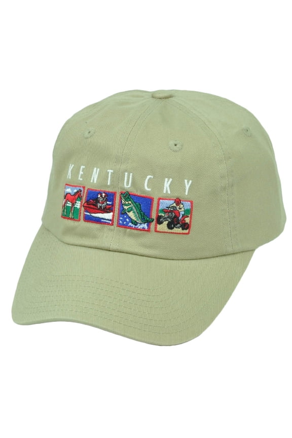 Kentucky Bluegrass State USA Khaki Relaxed Hat Cap Sun Buckle City Land Headgear