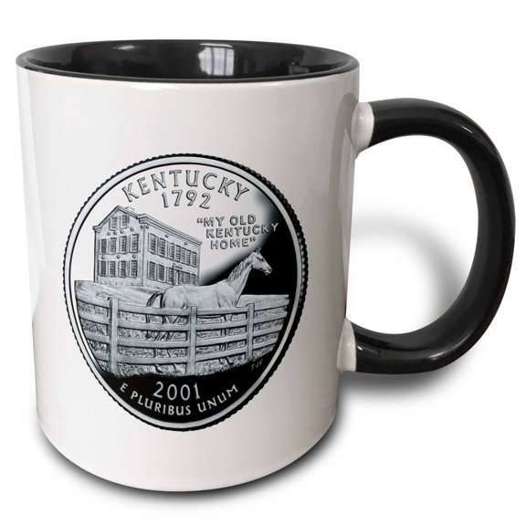3drose, Kentucky Collectible Quarter, 15oz Two-tone Black Mug