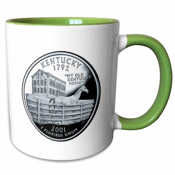 3drose, Kentucky Collectible Quarter, 15oz Two-tone Green Mug