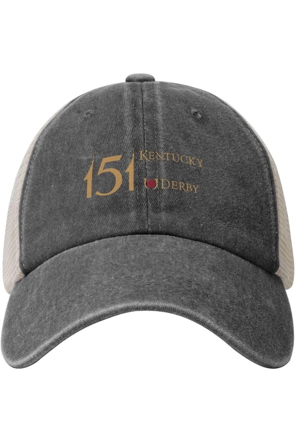 Kentucky Derby Dad Hat Adult Sun Hat Adjustable Trucker Hat Breathable Cowboy Mesh Baseball Cap for Mens Womens