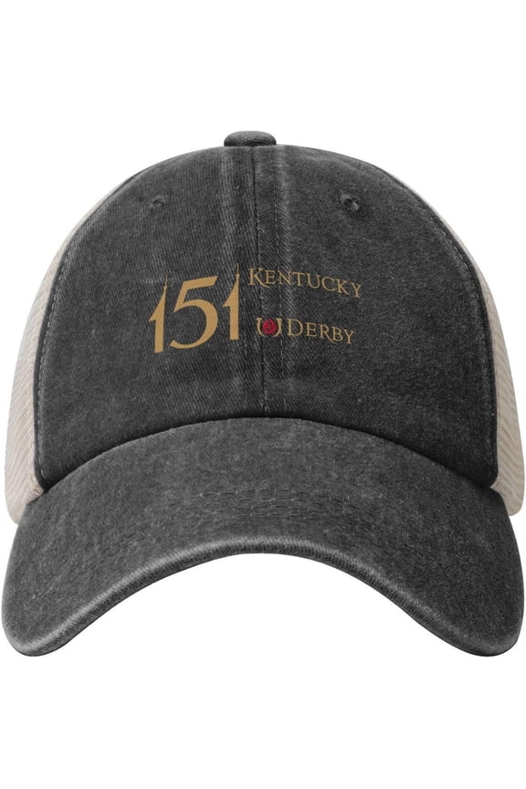 Kentucky Derby Dad Hat Adult Sun Hat Adjustable Trucker Hat Breathable Cowboy Mesh Baseball Cap for Mens Womens
