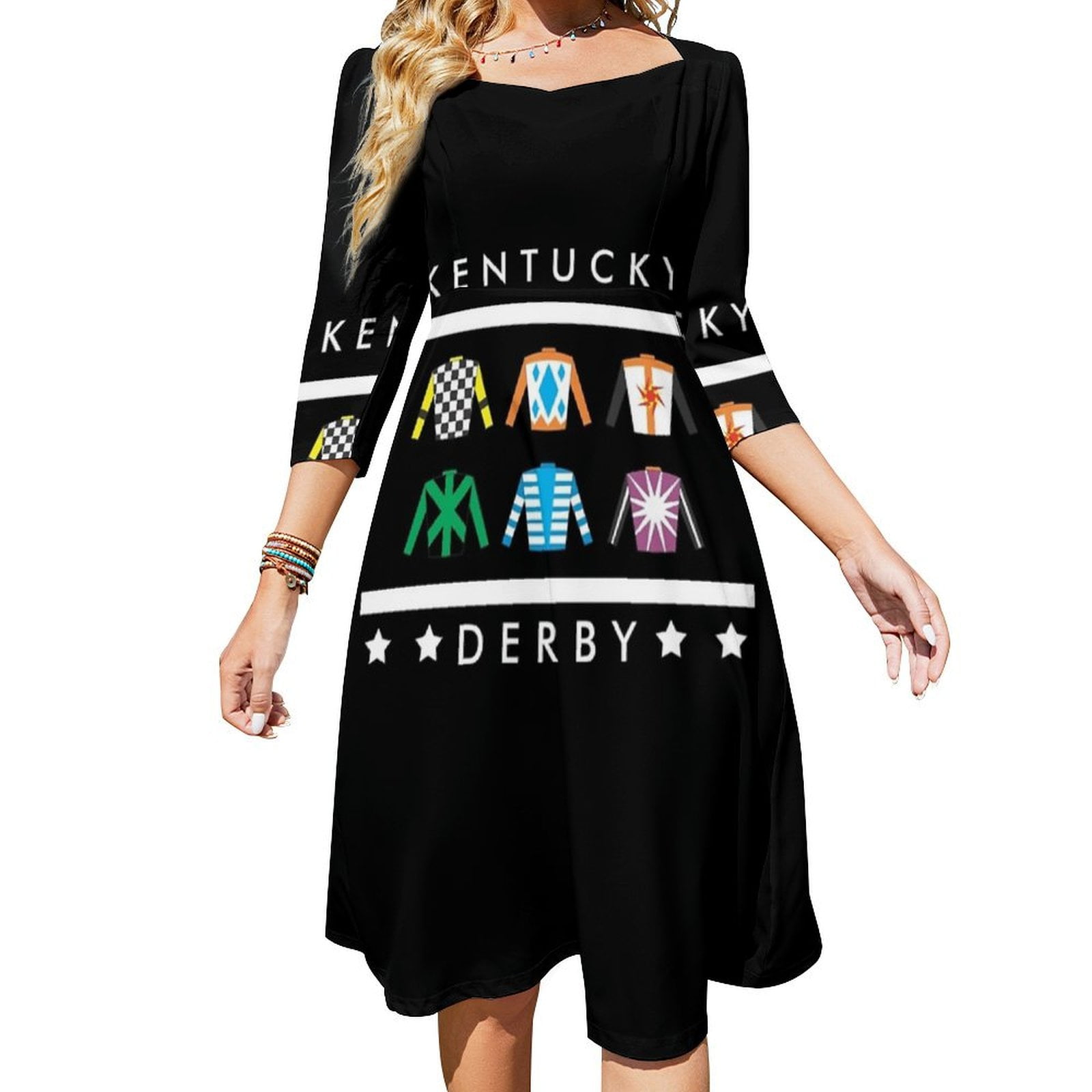 Kentucky Derby Day Women's 3/4 Sleeve Dresses Elegant A-Line Midi Dress Flare Summer Casual Sundress - Walmart.com Kentucky Derby Day Women's 3/4 Sleeve Dresses Elegant A-Line Midi Dress Flare Summer Casual Sundress - Walmart.com