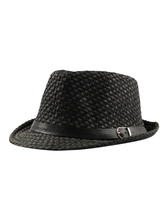 Kentucky Derby Hats for Men 1920S Short Brim Felt Panama Cap Uv Upf 50+ Trilby Hat Sun Uv Protection Wide Brim 1920S Unisex Party Costume Hats with Strap Summer Beach Style Black