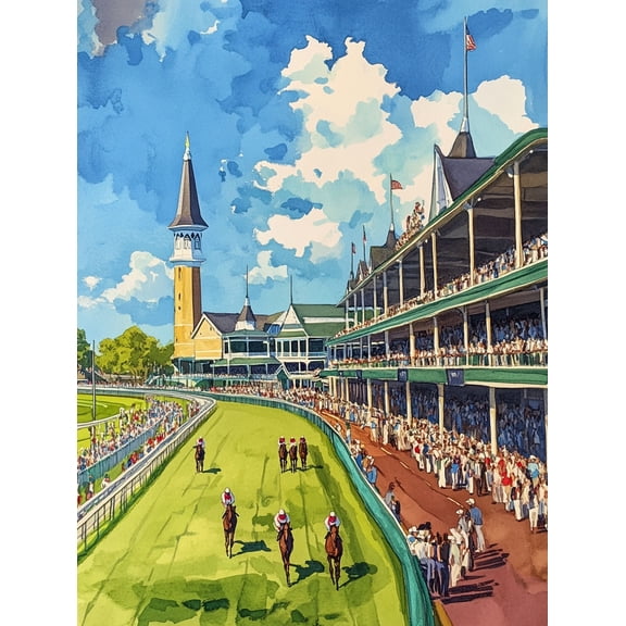 Kentucky Derby Horse Race Canvas Print/Wall Art Perfect for Living Room Bedroom Office Study and Gallery Wall Decor.