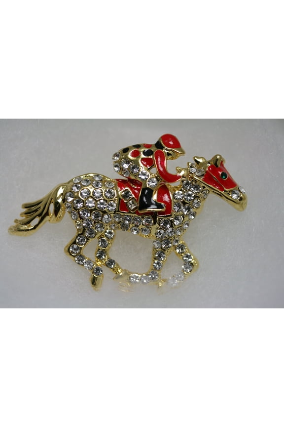 Kentucky Derby Racing Horse Jockey Pin Brooch, Rhinestone Jewelry, Equestrian Horses Kentucky Derby