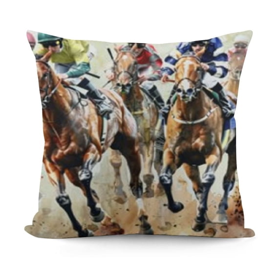 Kentucky Derby Throw Pillow Covers Churchill Downs Jockey Horse Racing Decoration for Bed Couch Sofa Home Decor