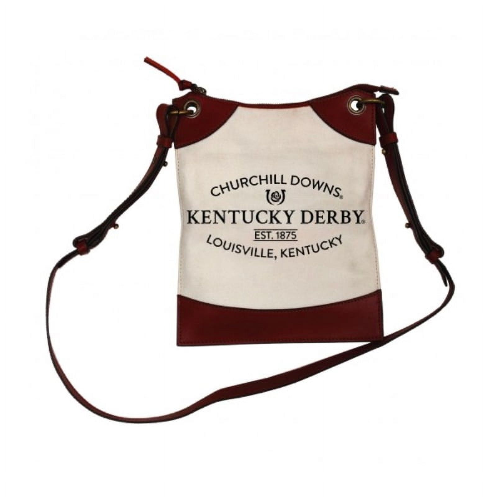 Kentucky Derby Women's Ivory Arch Crossbody Tote Bag Celebrating the 150th Running of the Kentucky Derby