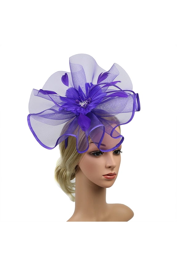 Kentucky Fascinators Hats for Women Mesh Feathers Derby Tea Party Hat Flower Headband Headwear Hair Clip Cocktail, Wedding, Fancy Dress Party Fascinators Hats for Women Tea Party Purple One Size