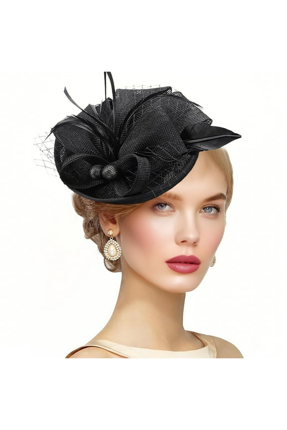 Kentucky Fascinators Hats for Women - Vintage Tea Party Outfit Headband Church Derby Hat for Women Black