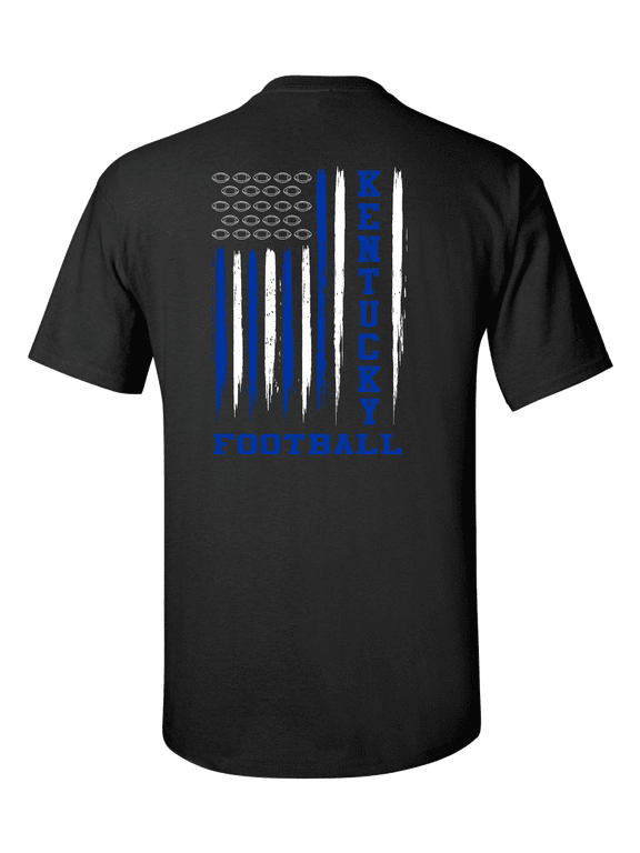 Kentucky Football American Flag Team Colors Unisex Short Sleeve T-shirt-Black-3XL