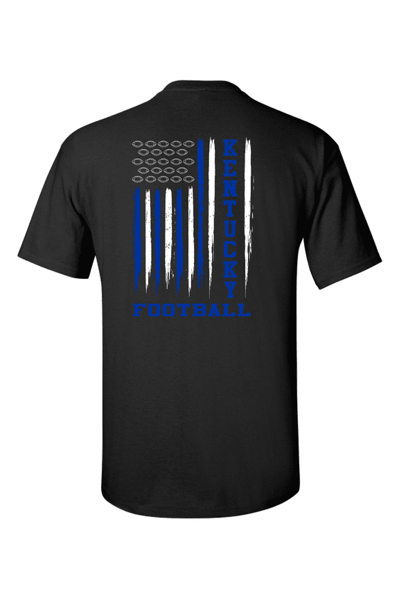 Kentucky Football American Flag Team Colors Unisex Short Sleeve T-shirt-Black-4XL