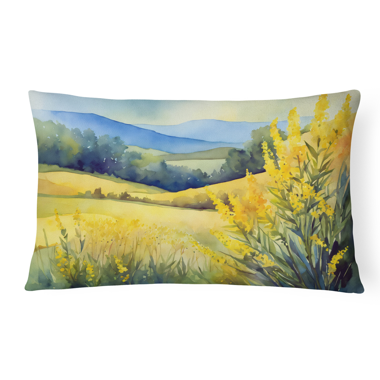 Kentucky Goldenrod in Watercolor Fabric Decorative Pillow 12 in x 16 in - image 1 of 4