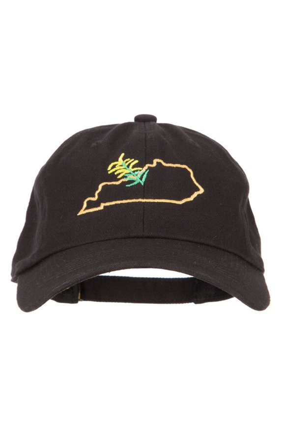 Kentucky Goldenrod with Map Embroidered Unstructured Washed Cap - Black OSFM