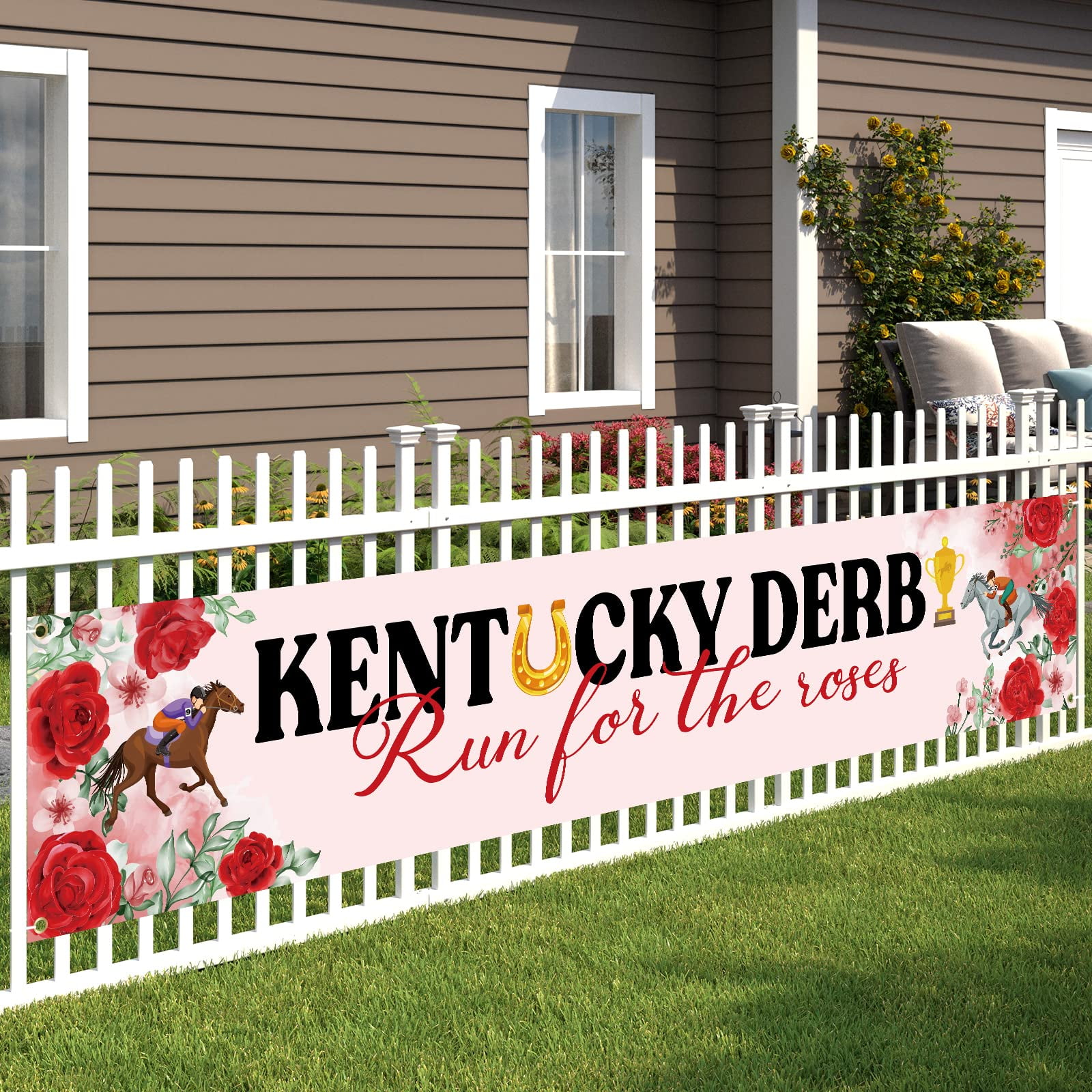 Kentucky Horse Derby Banner DHF10 Party Supplies - Horse Racing Sign ...