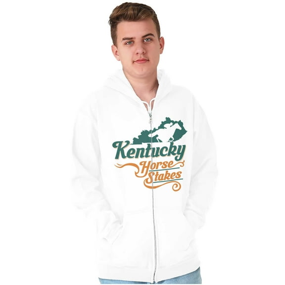 Kentucky Horse Race Souvenir KY Map Unisex Fleece Graphic Zip Up Hoodie Brisco Brands 2X