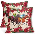 thumbnail image 1 of Kentucky Horse Racing Pillow Covers 18X18 Inch Red Roses Jockeys Horse Race Competition Decorative Cotton Linen Rustic Farmhouse Pillow Cases Set of 2 Party Home Decor for Sofa Couch Outdoor, 1 of 1
