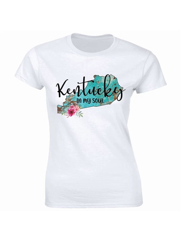Kentucky In My Soul Floral State Map Graphic Gift Women T-Shirt
