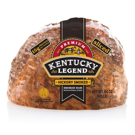 Kentucky Legend Hickory Smoked Boneless Half Ham, Spiral Sliced, Fully Cooked, 4 Pounds, 15g of Protein per Serving