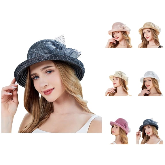 Kentucky Organza Derby Hat for Women Wide Brim Summer Sun Cap Bridal Wedding Tea Party Hat