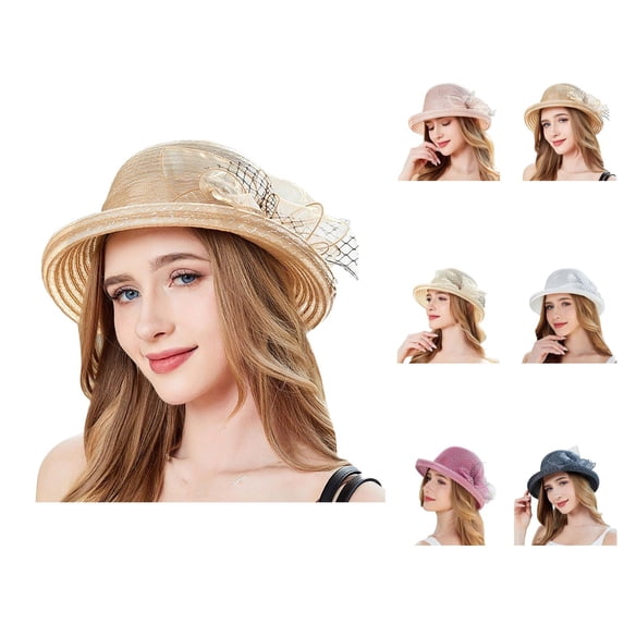 Kentucky Organza Derby Hat for Women Wide Brim Summer Sun Cap Bridal Wedding Tea Party Hat