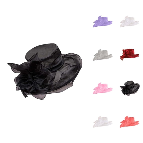 Kentucky Organza Wide Brim Sun Hat for Women Summer Derby Hats Fascinator Tea Party Bowknot Dress Hat
