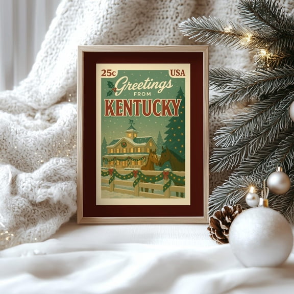 Kentucky Postcard Wall Art Poster Retroposter Vintage Style State Poster Mid Century Decor, Unframed Poster Size 8x12