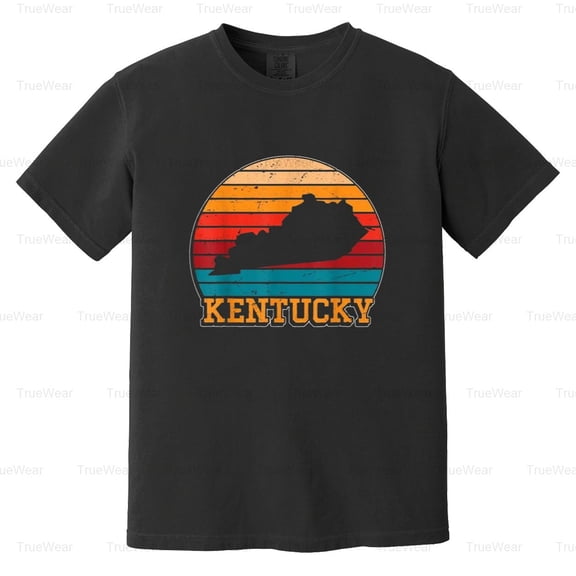 Kentucky, Retro, Vintage, Sunset, US State, Silhouette, Souvenir, Trip Comfort Color T-Shirt Unisex, up to 4XL
