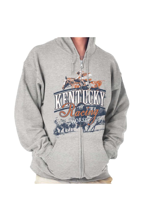 Kentucky Roots Cute State Shape Map Unisex Fleece Graphic Zip Up Hoodie Brisco Brands 4X