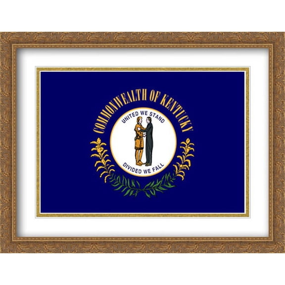 Kentucky State 2x Matted 36x28 Large Gold Ornate Framed Art Print by The Flag Art Print Series
