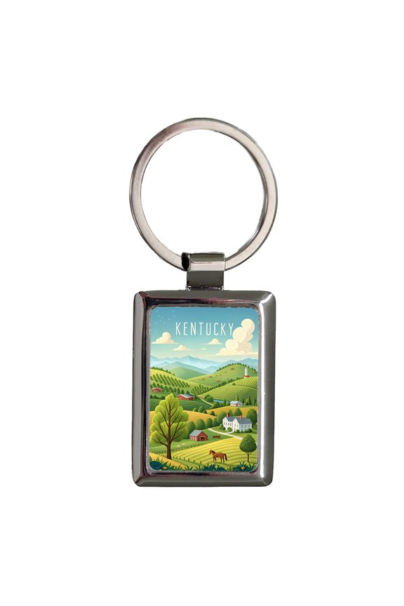 Kentucky State Beautiful Scene Metal Rectangle Keychain