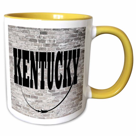 3drose, Kentucky. State Capital Is Frankfort., 11oz Two-tone Yellow Mug
