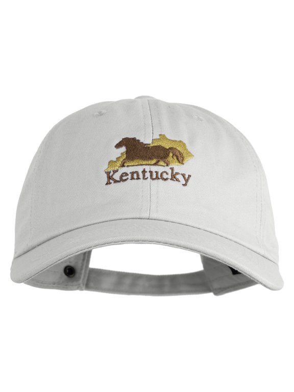 Kentucky State Derby Embroidered Unstructured Cotton Twill Washed Cap - White OSFM