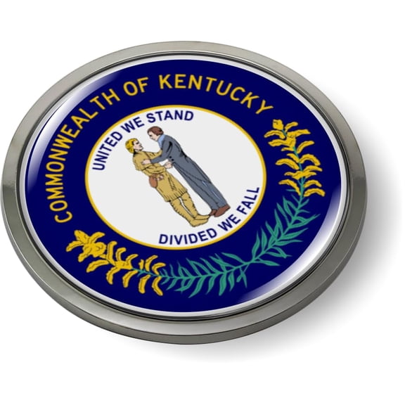 Kentucky State Flag 3D Domed CAR Emblem Badge Sticker Chrome Plastic Round Bezel