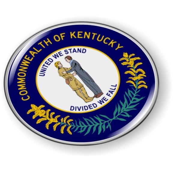 Kentucky State Flag 3D Domed CAR Emblem Badge Sticker Flexible Round