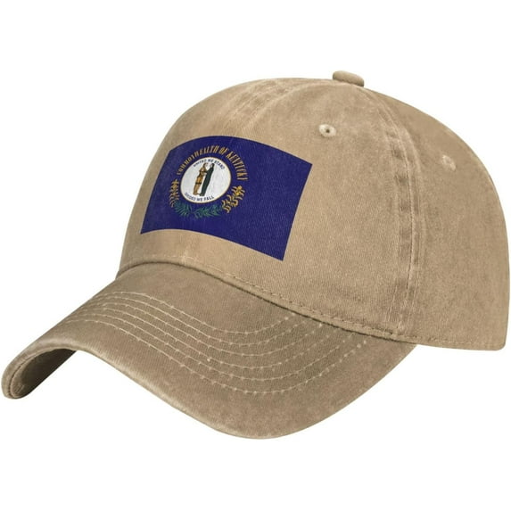 Kentucky State Flag Baseball Cap Adjustable Twill Bulk with Ponytail Hole Washed Dad Hat for Men Women