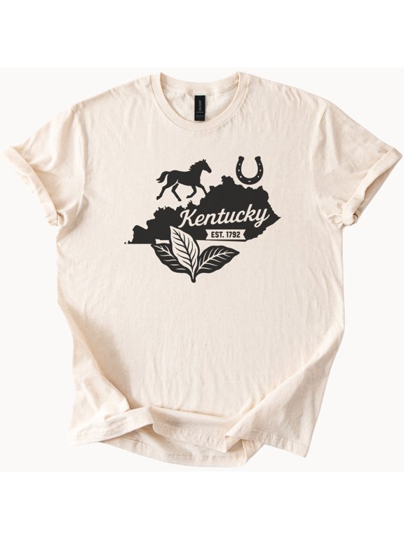 Kentucky State Horse Horseshoe Tobacco Leaf T-Shirt