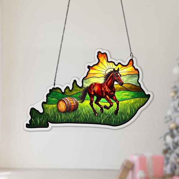 Kentucky State Map Acrylic Suncatcher Souvenir Ornament Colorful Window Hanging Christmas Travel Gift