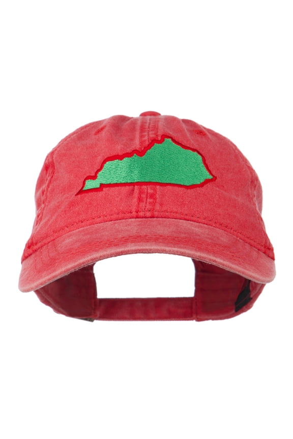 Kentucky State Map Embroidered Washed Cap - Red OSFM