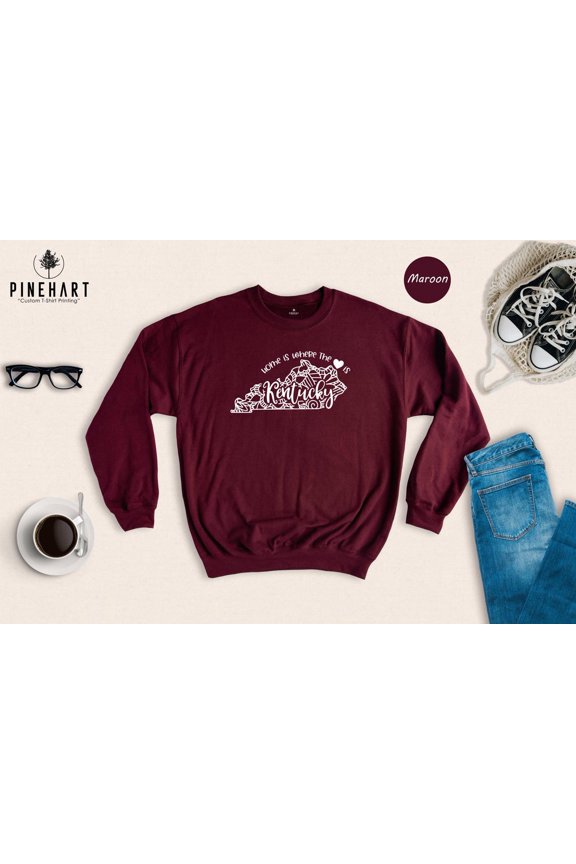 Kentucky State Map Sweatshirt: Travel Souvenir Gift All Size S-5Xl