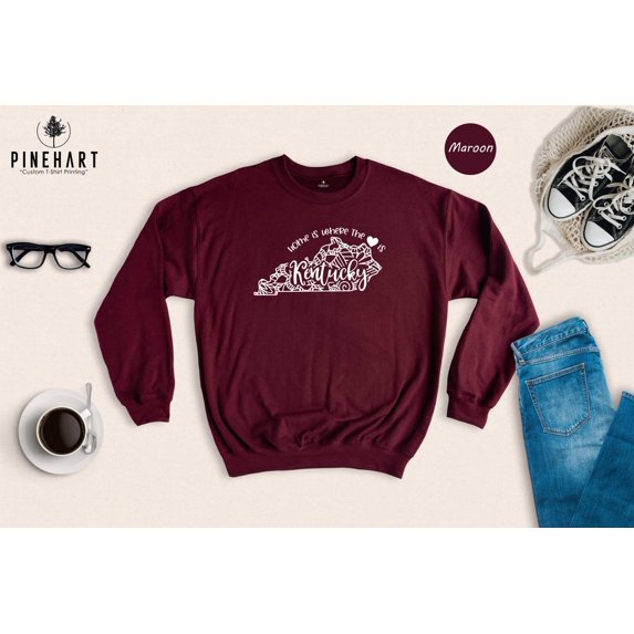 Kentucky State Map Sweatshirt: Travel Souvenir Gift All Size S-5Xl