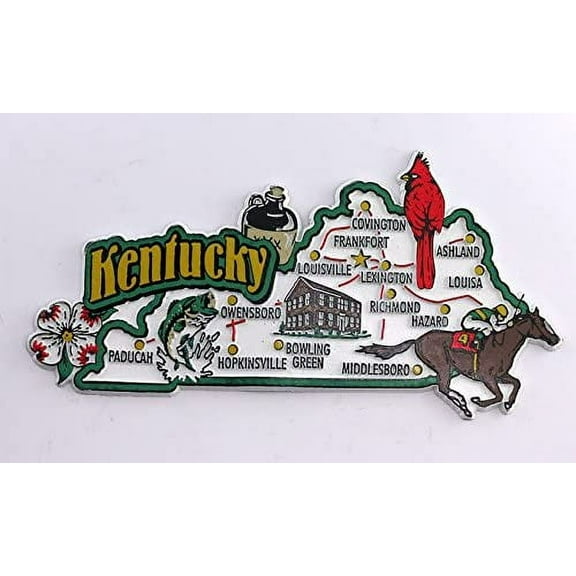 Kentucky State Map and Landmarks Collage Fridge Souvenir Collectible Magnet FMC