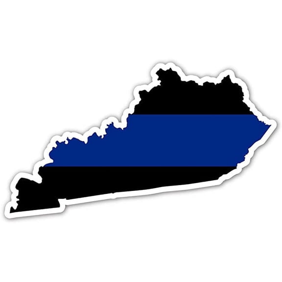 Kentucky State Shape Police The Thin Blue Line Ribbon - Law Enforcement Family, Supporter, Personnel Bumper Sticker Decal 3x5 in