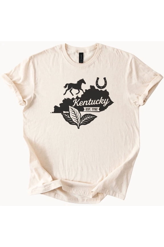 Kentucky State Shirt Horse Horseshoe Tobacco Leaf Graphic Kentucky Established 1 Size S-5Xl Heygategoo Tee
